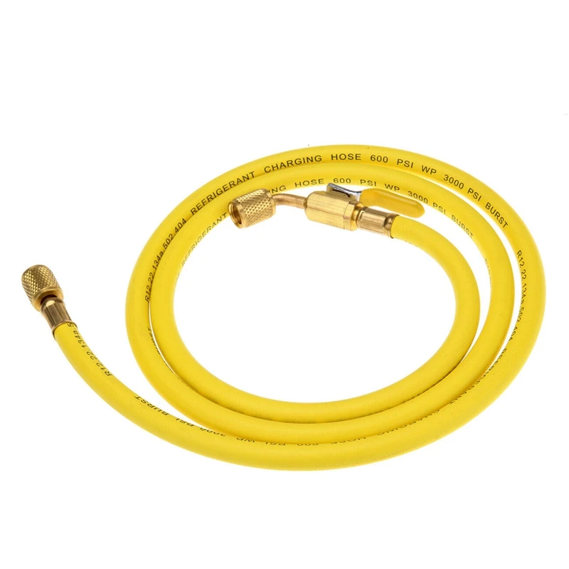 R134A A/C Charging Hose Set with Shut-Off Ball Valve (4000-800) PSI Working Pressure Fits for HVAC Air Condition R410A R12 R22 |