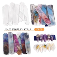 1set10pcs false nail tips nail art display stand display strip acrylic transparent color nail display board nail support tools