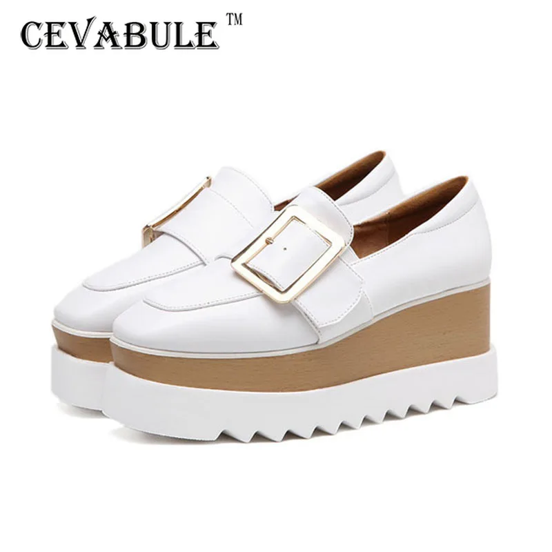 Женская обувь на платформе CEVABULE Осенняя с квадратной пряжкой повседневные