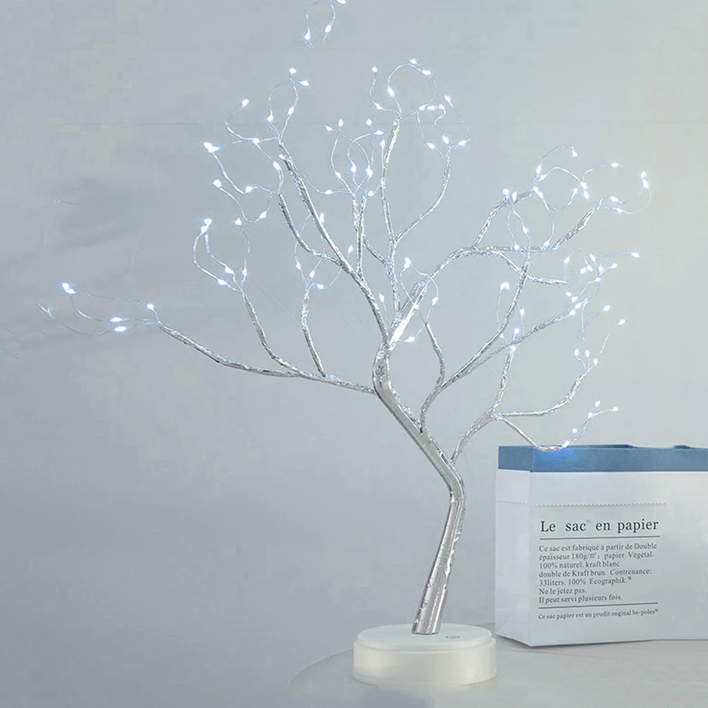 

Copper Wire Garland Fairy Lamp Christmas Festival Gifts Home Decoration 108 LED Touch Night Light Mini Christmas Tree