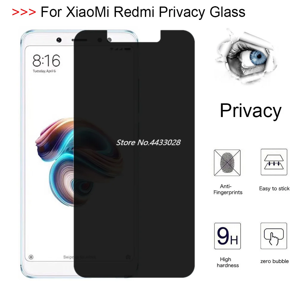 9H Privacy Screen Protector for XiaoMi Redmi 4a 4X 5A 6A 6 5 Plus Anti Peeping Tempered Glass Note 4 7 Pro | Мобильные телефоны и
