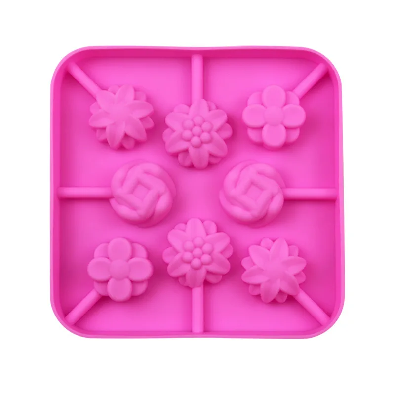

8 holes Flower shape lollipop mold silicone chocolate mold with 20 sticks