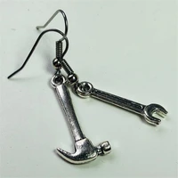 geekery hammer and wrench earrings mechanic science tool earrings mismatch earrings
