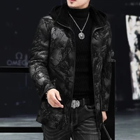 mens leather jacket autumn winter genuine leather jackets hooded real fur coat shearling jacket ajhl19a2178 kj3824