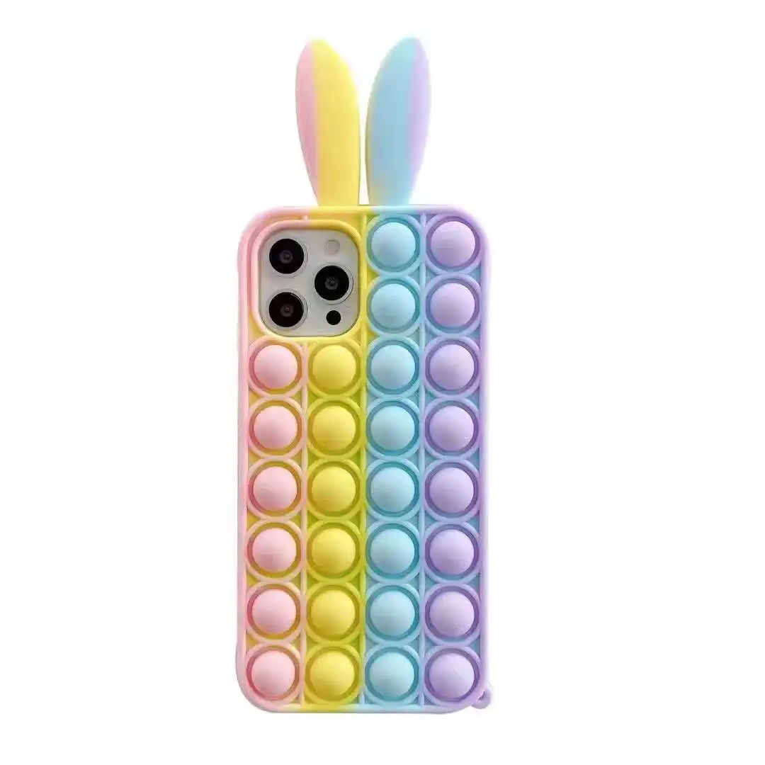 

Hot IPop Relive Stress Rabbit Fidget Toys Phone Case For Iphone 11 6.1 Inches 12Pro Max Xs Xr Xsmax 7 8G&Plus Shockproof Cover