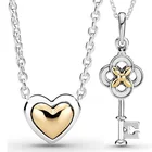 Ожерелье-колье из серебра 100% пробы, с куполообразным золотым сердцем