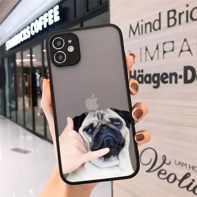 

Cute funny animal bulldog art Phone Cases Matte Transparent for iPhone 7 8 11 12 s mini pro X XS XR MAX Plus cover funda