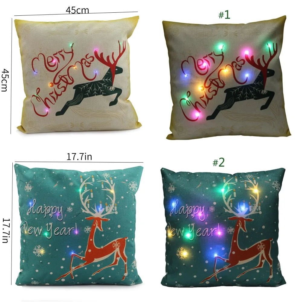 Christmas LED Pillow Case for Home Decor Santa Letters Light Cushion Cover Creative Xmas Gift Sofa Table Chair Decorative | Мать и