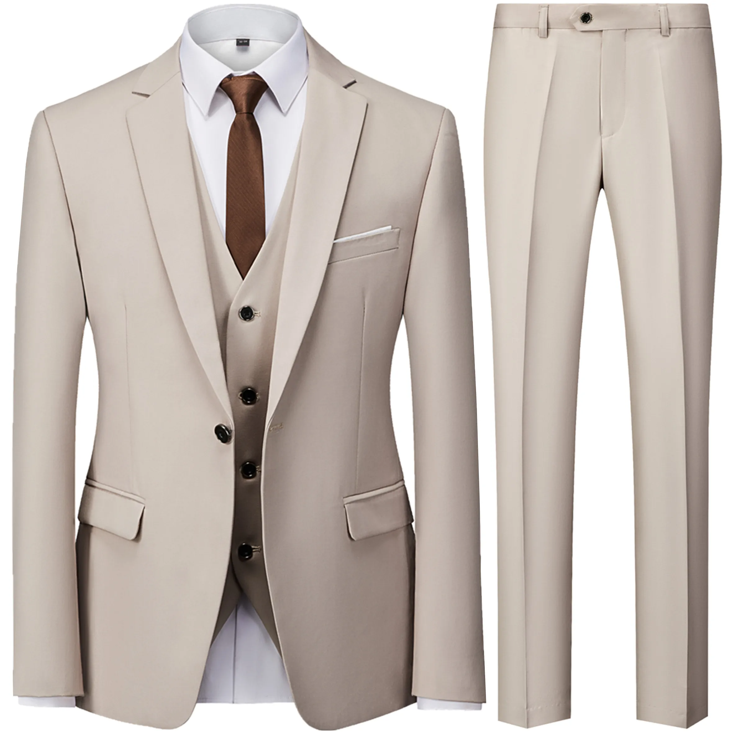 Cores Moda Masculina Casual Negócio Terno 3 Peças Conjunto Masculino Dois Botões Blazers Calças Colete 19 – 2022