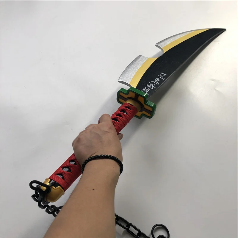 Деревянный реквизит Kimetsu No Yaiba Tengen Uzui Twin Swords оружие для косплея Хэллоуина