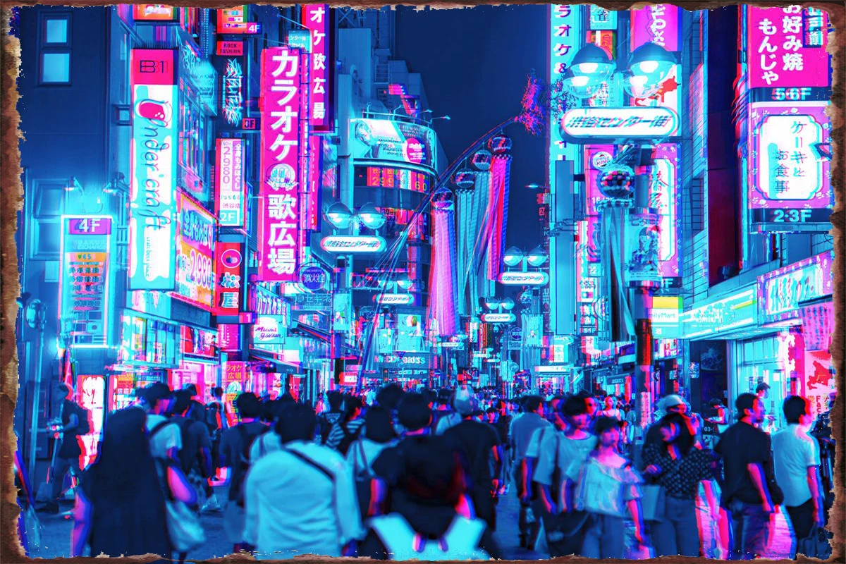 

Неоновый ночной город в Японии Оловянная вывеска оловянные пластины настенный Декор для комнаты Ретро винтажный металлический знак для кл...