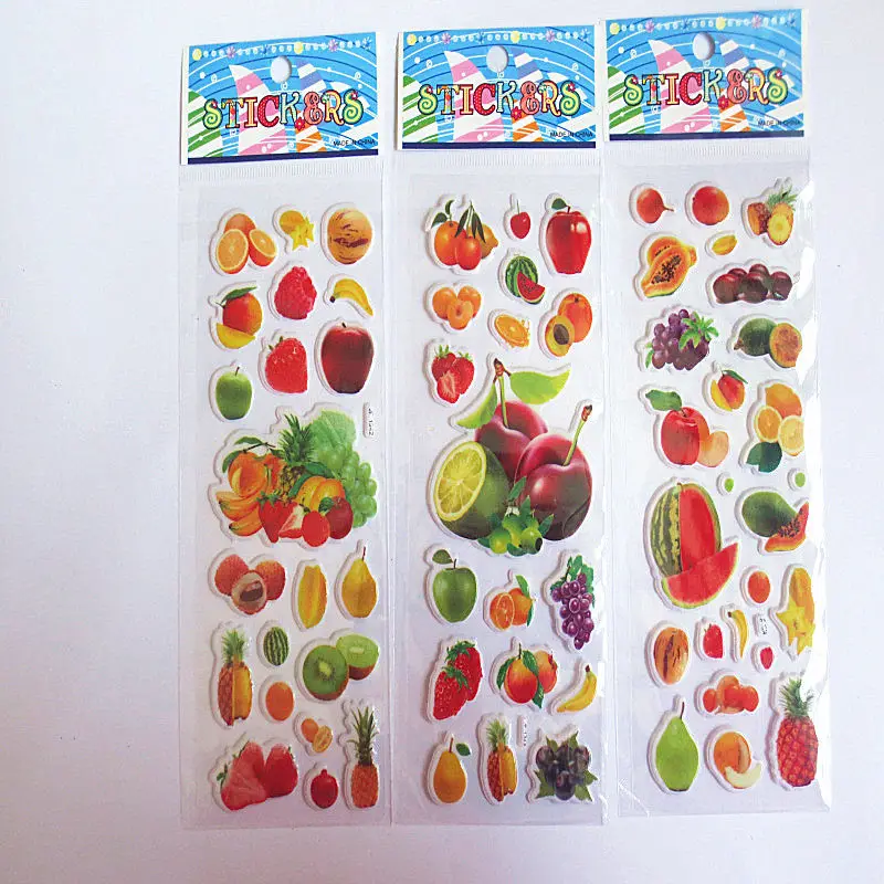 

6pcs/lot 3D Puffy Bubble Stickers fruit Foam Reward stickers Party Favors for Kids Cute DIY Craft Scrapbook Stickers