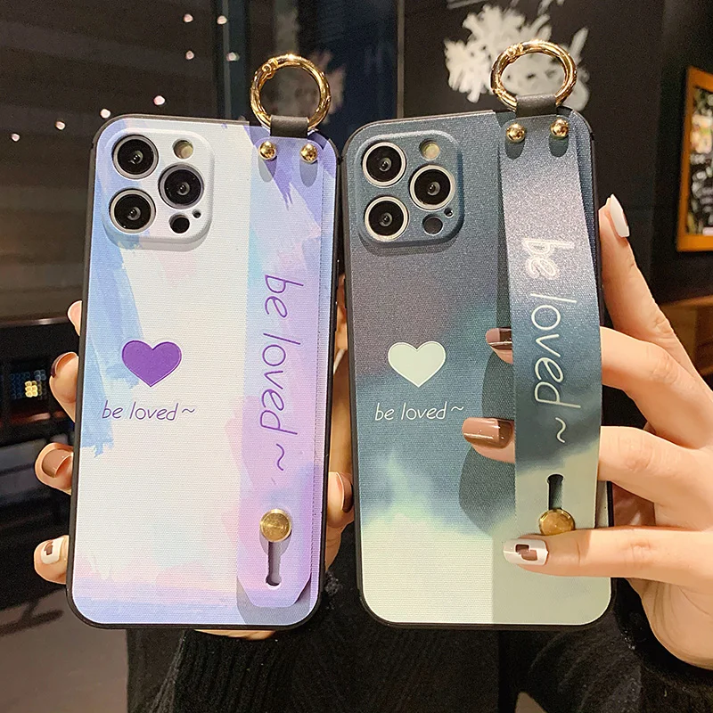 Чехол с ремешком на запястье для iphone 11 12 Pro Max SE X XS XR 6 6S 7 8 plus 12mini кольцо подставка