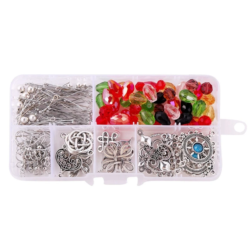 

1 Box DIY Hook Earrings Making Starter Kit with Chinese Knot Supplies for Women Girls Beginners Antique Silver