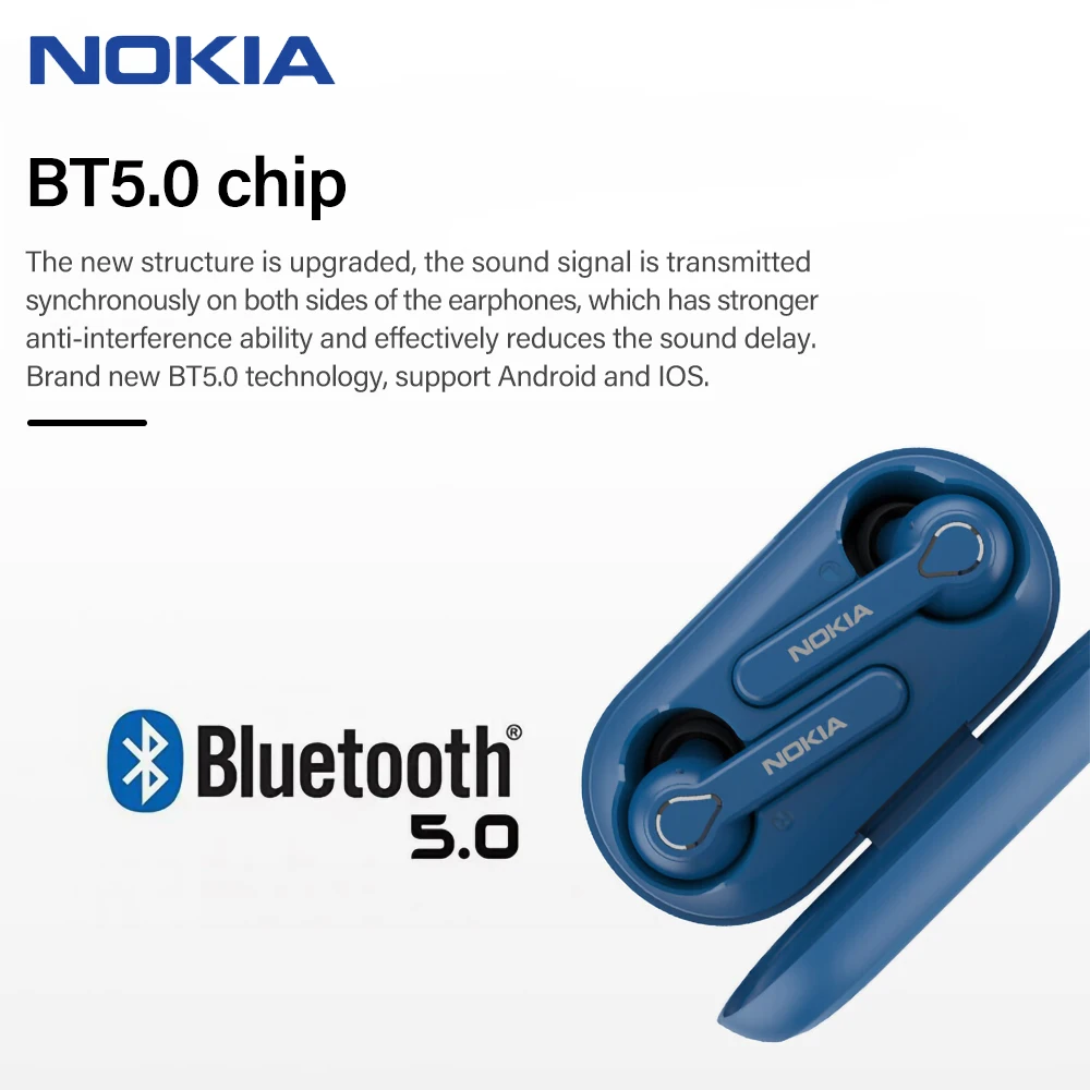 Nokia BH-205 Tws Bluetooth 5.0 Wireless High Fidelity Stereo Headphones With Noise Canceling Long Battery Life Earphone Mic | Электроника