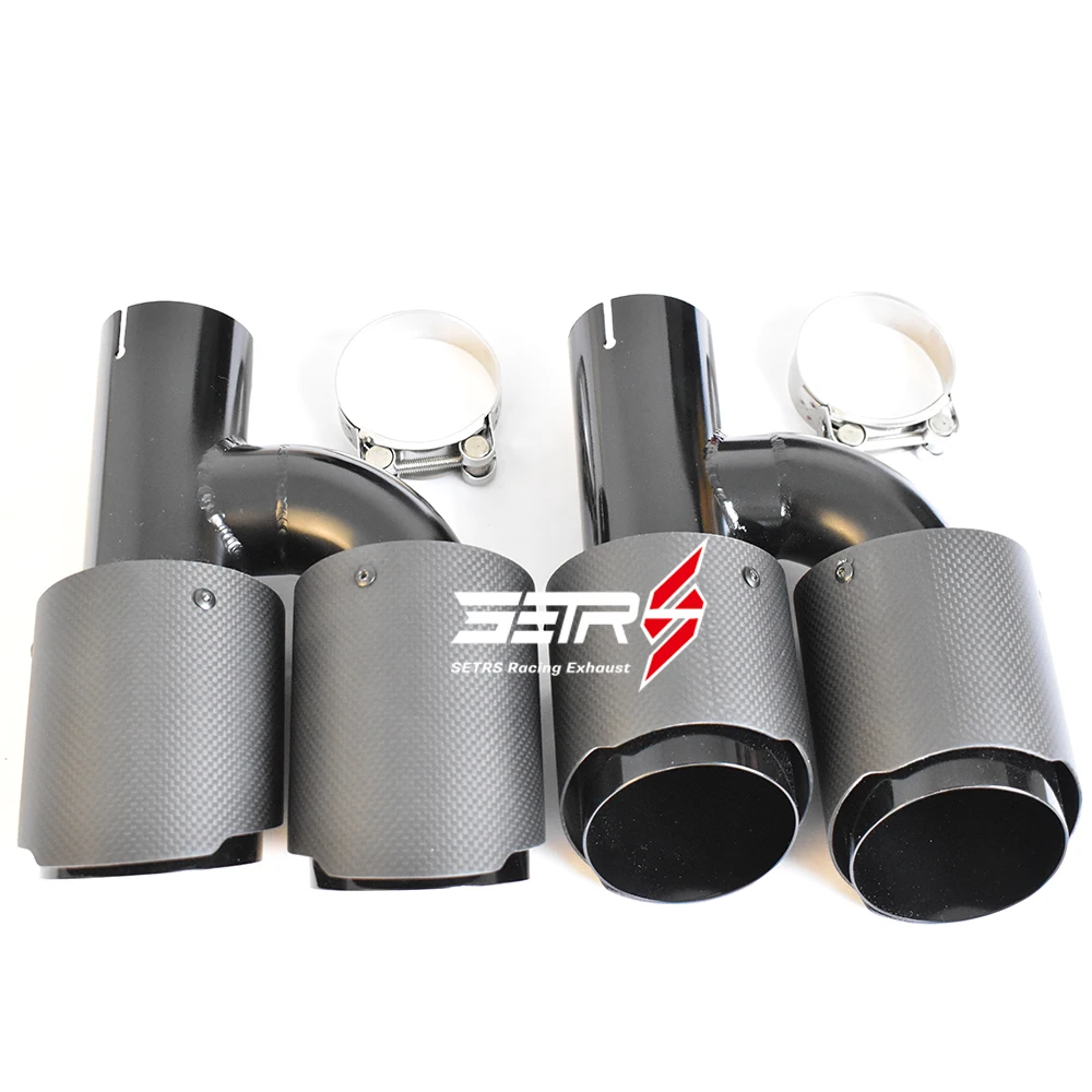 

One Pair Outlet 101 mm 4.0 inch car styling Matt Carbon Fiber Glossy Black Exhaust Pipe Muffler Pipe End Tail Tips Without Logo