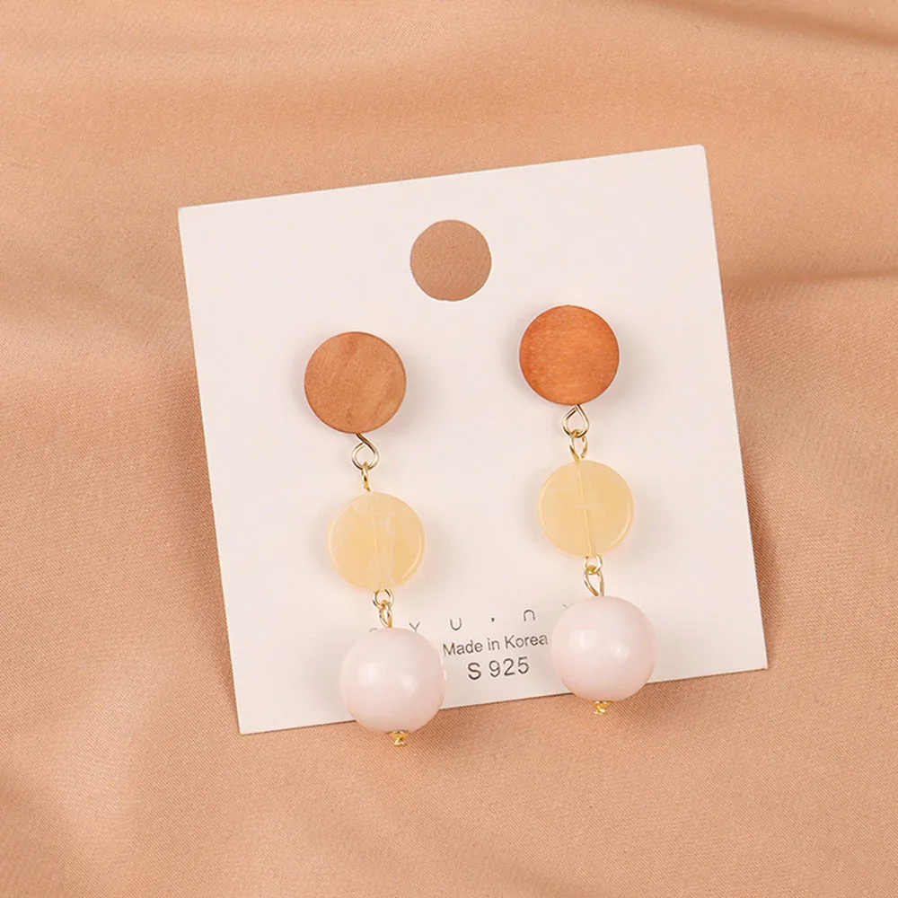 

925 Silver Needle Japanese Milk Tea Soft Morandi Earth Color Acetate Stud Earrings Female Non-pierced Earrings