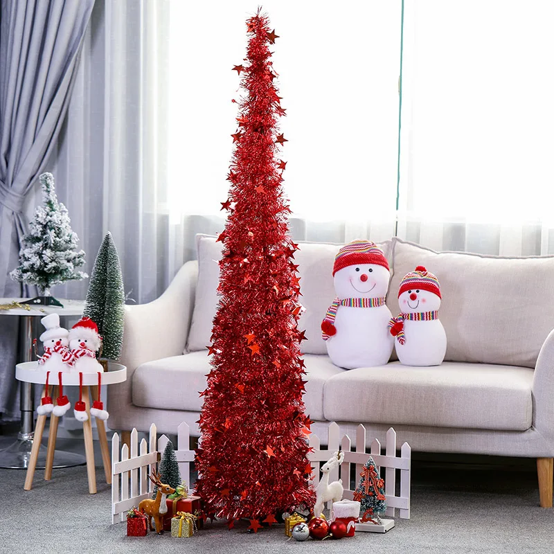 

1.2m Creative DIY Christmas Tree Red Blue Green Foldable Retractable Christmas Decorations Accessories For Home New Year 2022