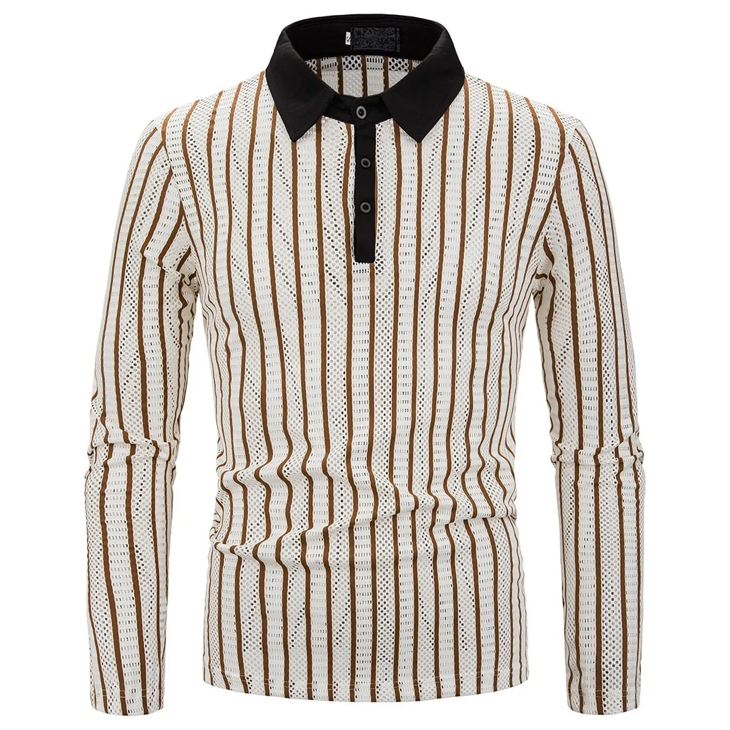 Feitong/мужские рубашки в Вертикальную Полоску с вырезом повседневные модные