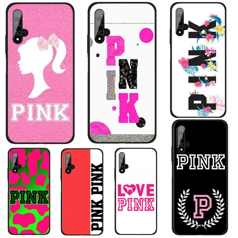 

LOVE PINK Brand Phone Case For Huawei Honor Y 7 2019 6p 8s 20 30 Pro 9 S Psmart V30 Pro Honor8 9 10 Lite Simple