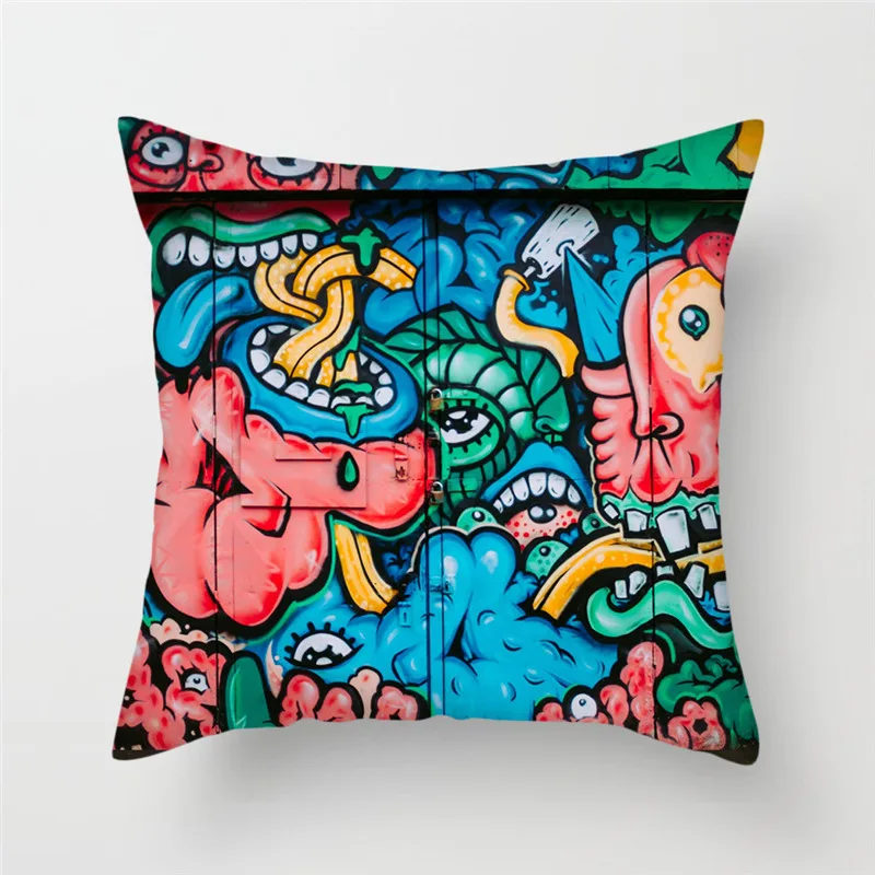 

Fuwatacchi Artistic Horror Style Portrait Pillows Cover Abstract Painting Cushion Cover for Chair Sofa Home Decor Pillowcase New