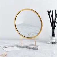 nordic creative mirror round gold marble base desktop make up modern home decoration accessories christmas decorations