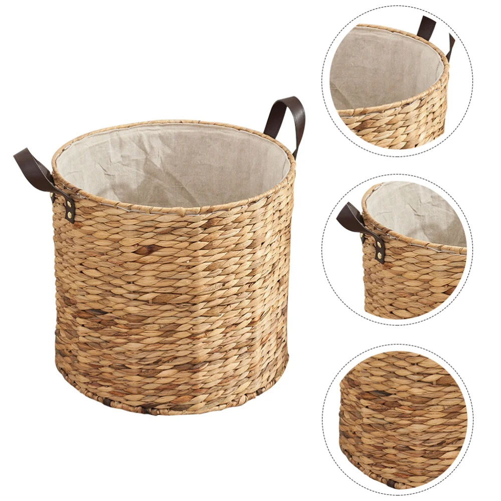 

1Pc Hand-woven Basket Dirty Laundry Storage Basket Straw Basket for Home