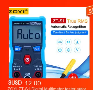 ZOYI ZT-X цифровой мультиметр с кнопкой ac dc Вольтметр ohmmet true rms мультиметр Авто диапазон+ 2 шт перезаряжаемая батарея+ зарядное устройство