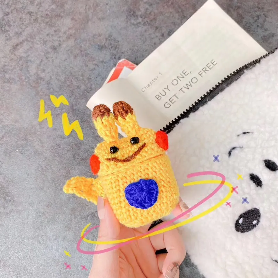 887EF 3D Cute Earphone Case for Airpods Case Cartoon Knitted plush Cover for Apple Airpods 2 Case Bear Teddy Dog Rabbit Earpods Case - Цвет: 887EF