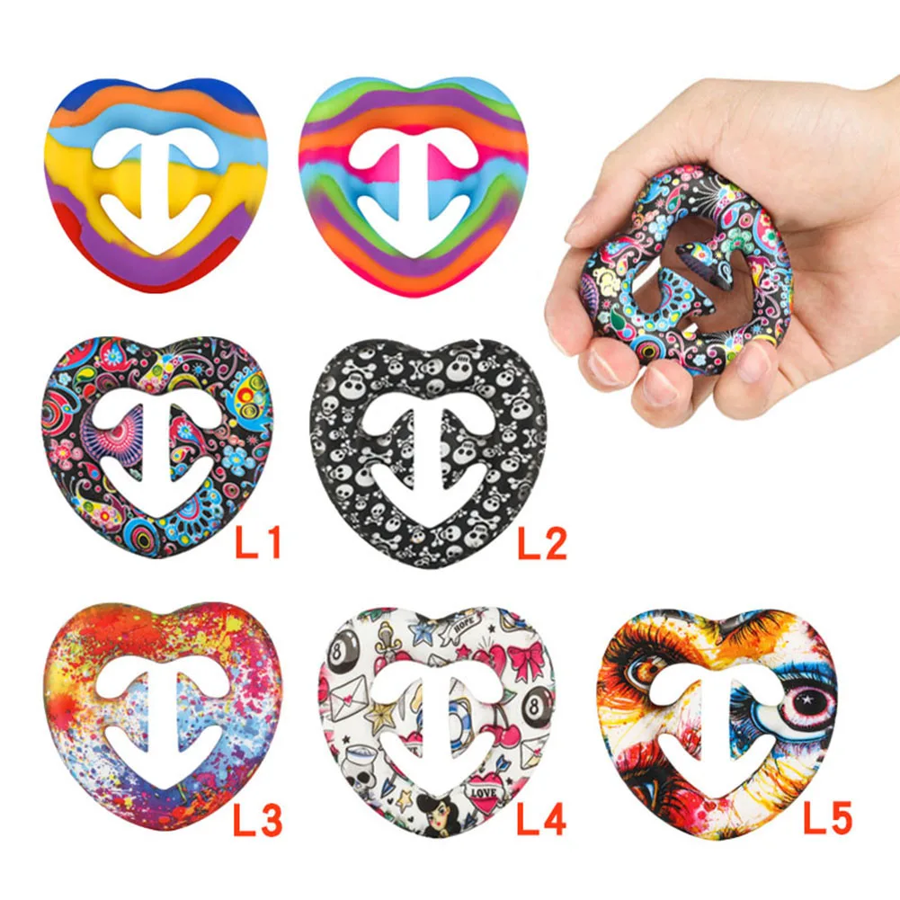 

Silicone Colored Heart-Shaped Finger Hand Grip Ring Fingertip Toy Anti-stress Stress Reliever Adult Kids Grip Ring Decompression