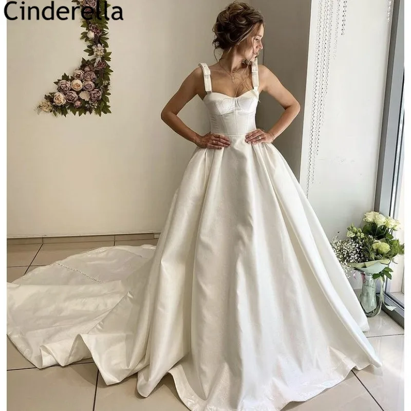 

Satin Wedding Dresses Elegant Sweetheart High Quality Satin Pleated Wedding Bridal Dresses With Lace Up Back vestido de noiv