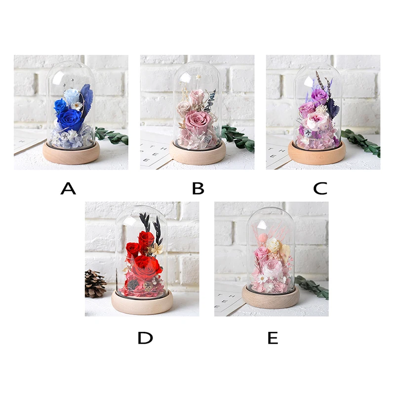 

Immortal flower finished glass cover immortal rose night light landscape Valentine's Day creative gift mirror decor roses