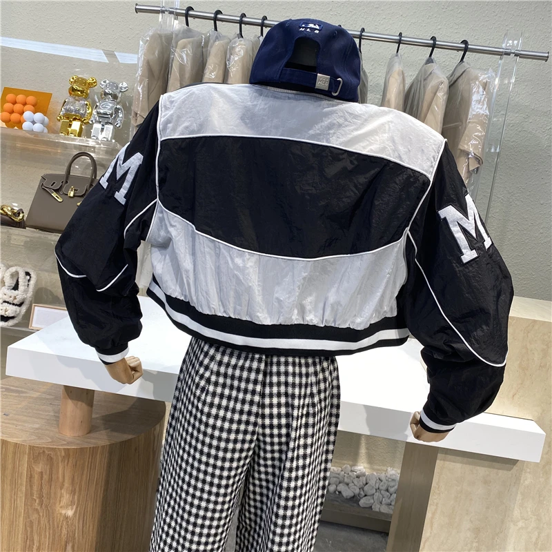 

Personality Matching Color All-around Zipper Baseball Jacket 2021 New Long-sleeve Lettered Stand Collar Casual Sports Jacket