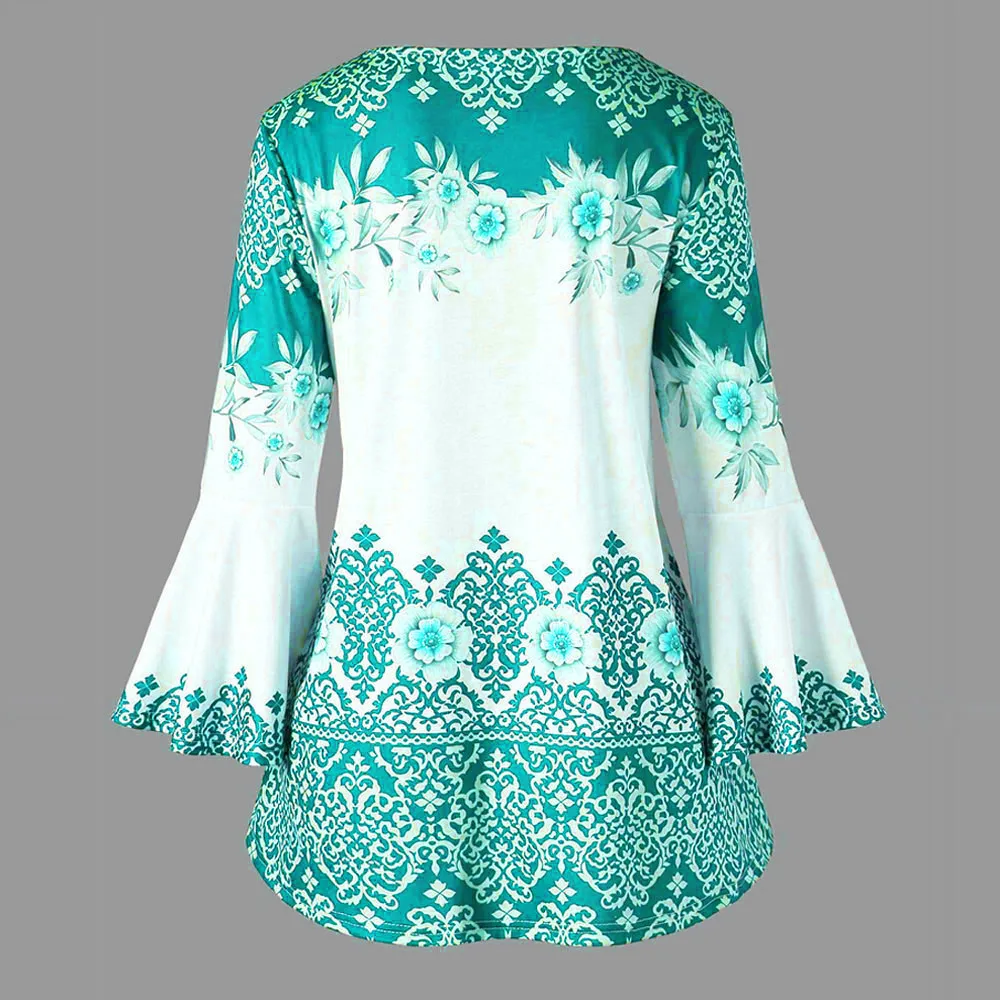 Женские топы и блузки 2019 уличная блузка с длинным рукавом цветочным принтом