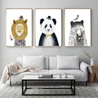 Милый мультяшный медведь Холст Картина панда аниме плакаты и принты Мультфильм Лев для мальчиков и девочек декор комнаты настенное искусство холст