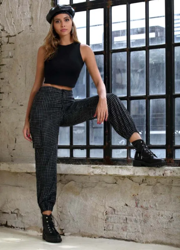 Baggy pants cargo women NEW Loose Plaid High Waist Long Pant Harem Trousers Sport Sweatpants mujer | Женская одежда