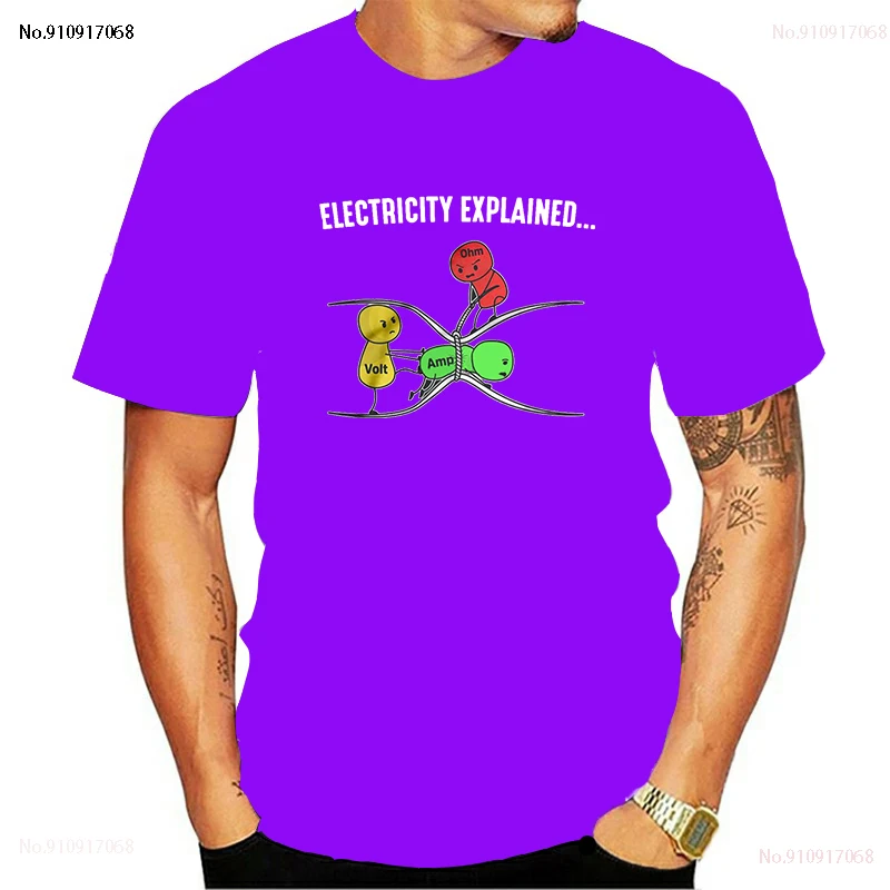 

Men Funny T Shirt Fashion tshirt Electricity Explained - Ohm's Law Version2 fashion t-shirt men cotton brand teeshirt