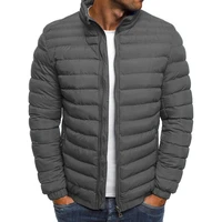 2021new hot sale fashion solid color men coat stand collar solid color slim autumn winter zipper pockets parka jacket streetwear