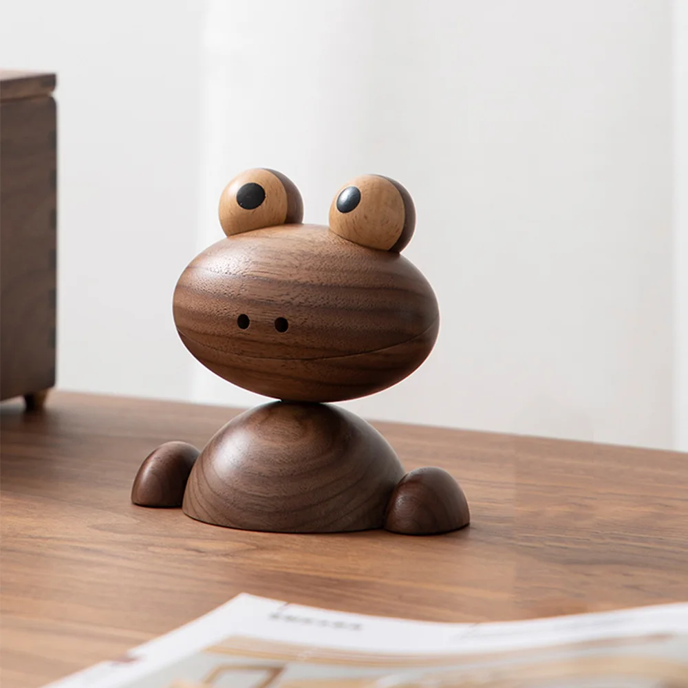 

3D Frog Wood Model Cute Perfume Aroma Diffuser Home Car Decoration Essential Oil Fragrance Aromatherapy Bottle Table Ornament