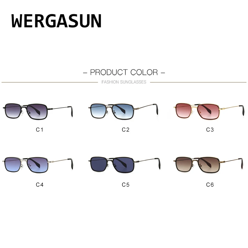 

WERGASUN Luxury Rectangle Sunglasses Women Brand Designer Vintage Small Gradient Sun Glasses Shades Fashion Travel Eyewear