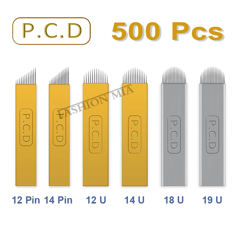 

500 шт. твердый PCD 12 14 12U 14U 18U 19U Перманентный макияж ручная татуажная игла для бровей Высококачественная вышивка микроблопастная ручка