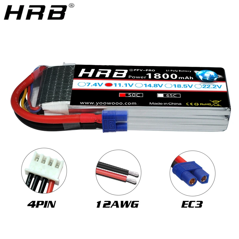аккумулятор hrb lipo 2s 3s 4s 5s 6s 1300mah 1500mah 1800mah 2200mah 2600mah ec3 74 v 111 v 14