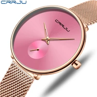 watch for women crrju luxury stylish silm watch ladies dress wristwatch minimalist waterproof quartz cool watches reloj mujer