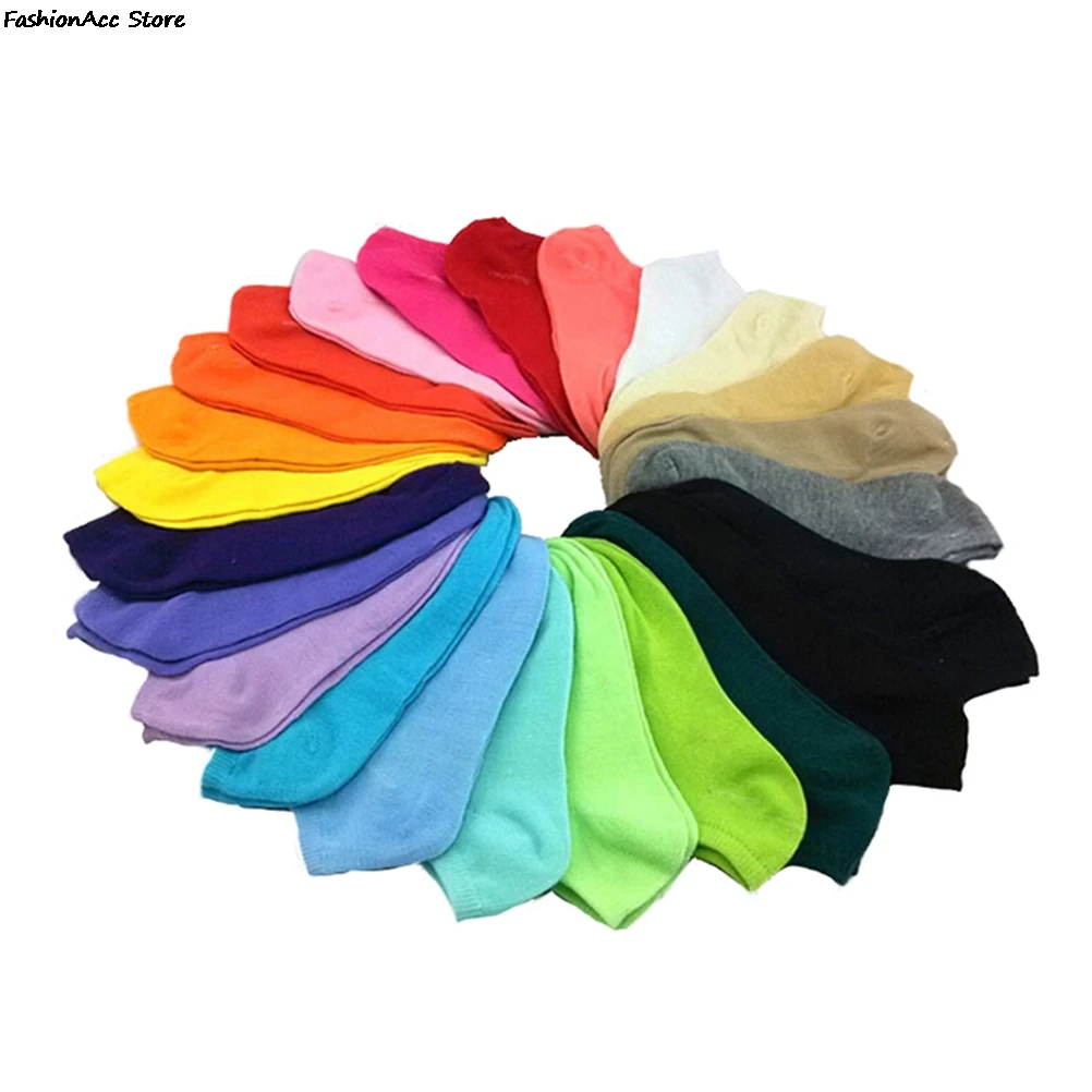 

Носки женские короткие, однотонные, в горошек, 10 шт./5 пар, Весна Летняя хлопковая смесь