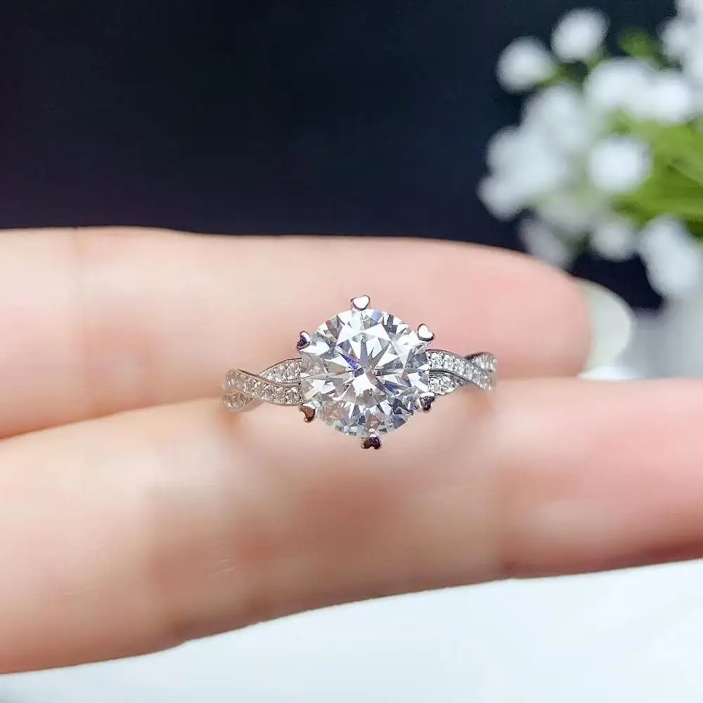 

crackling moissanite gemstone ring for women jewelry engagement ring for wedding 925 sterling silver ring birthday New Year gift