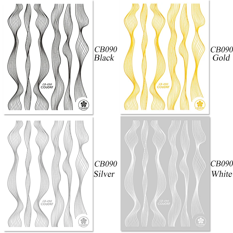 ZRUIXIA стикер для дизайна ногтей Лазерная золотая металлическая полоса волнистая