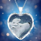 Изысканное ожерелье со звёздным небом, подвеской в виде белого медведя и сердца, модные женские аксессуары, милое ожерелье, подвеска для девушки
