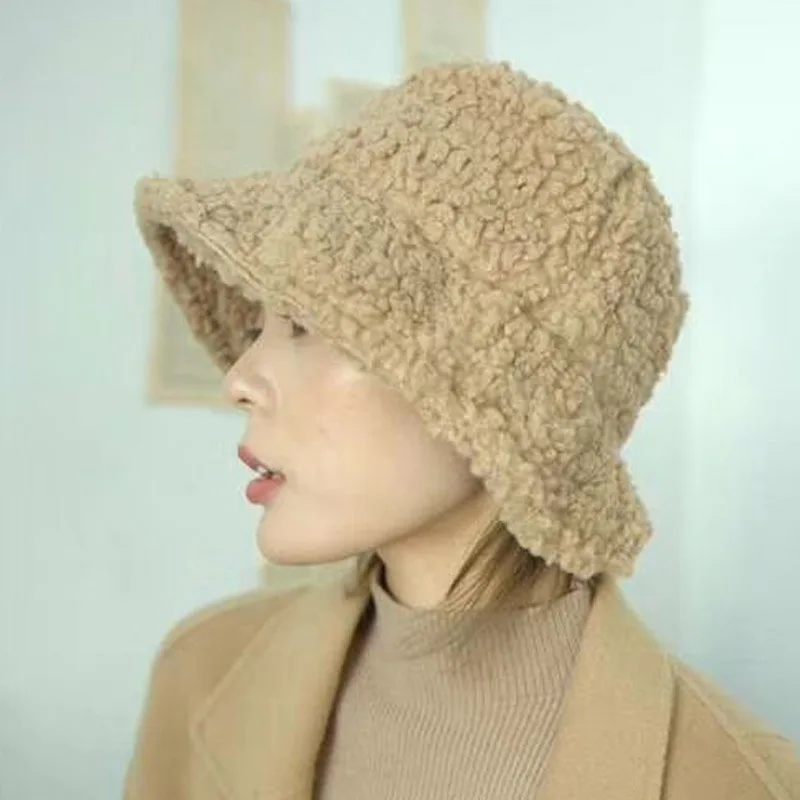 Зимняя шапка-ведро из искусственного меха для женщин и девушек модная однотонная