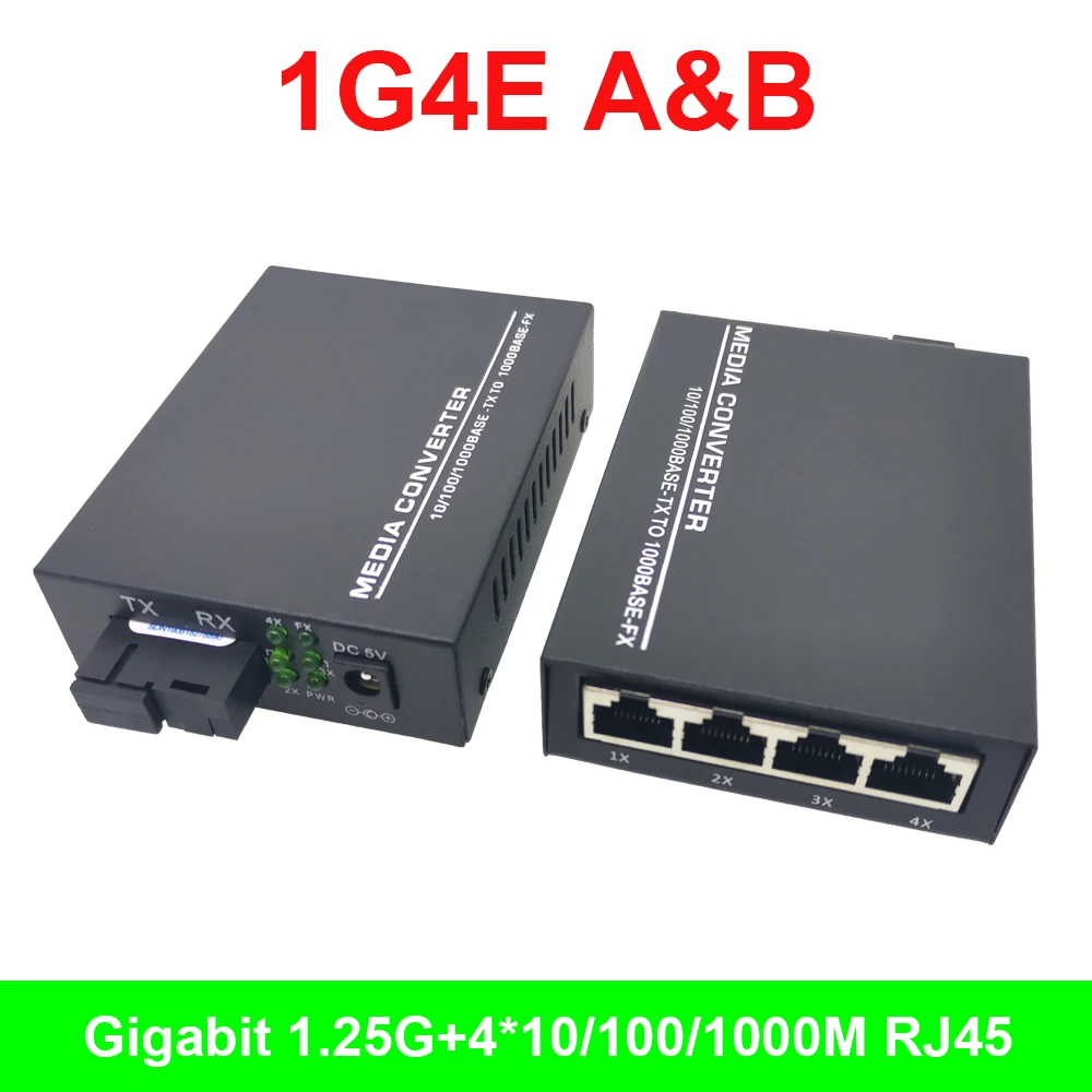 1G4E Бесплатная доставка 1 пара 20 км гигабитный 4 порта волоконно-оптический ethernet
