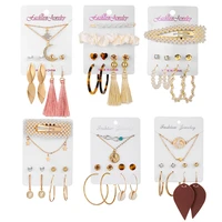jewelry diamond necklace love tassel earring set creative simple alloy earring set female fashion earring fashion wholesale